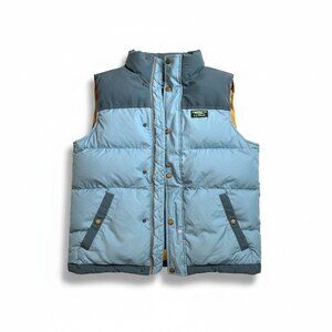 Vintage L.L. Bean Down Vest Small Blue Yellow USA Classic Puffer Gorpcore